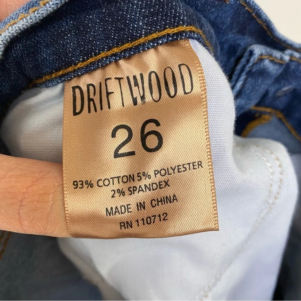 Driftwood Jackie Rose Floral Embroidered Skinny Jeans Raw Hem Stretch Size 26 - Picture 13 of 16
